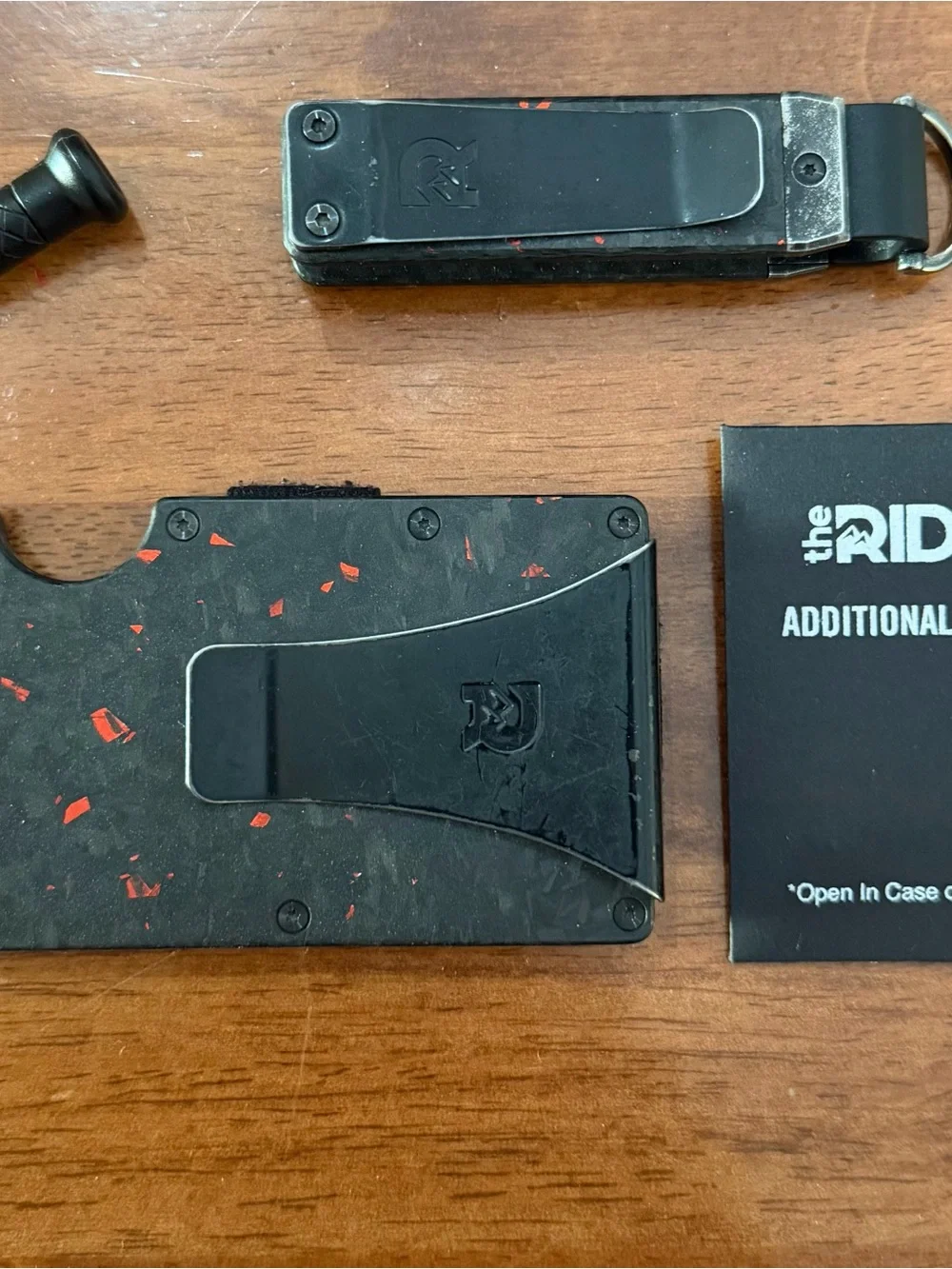 The Ridge Carbon Black with Red Speckle Slim Wallet and Key Organizer